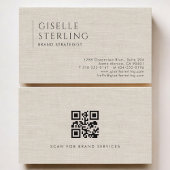 Brand Strategist Luxury Neutral Linen QR Code 名刺