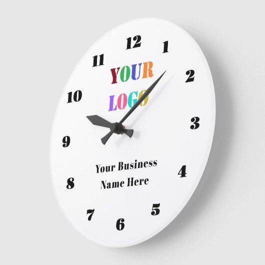 Branded Business Logo and Text Wall Clock Template ラージ壁時計 (傾斜)