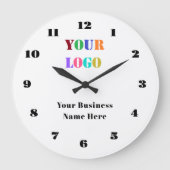 Branded Business Logo and Text Wall Clock Template ラージ壁時計 (正面)