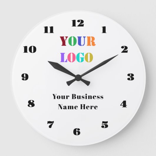 Branded Business Logo and Text Wall Clock Template ラージ壁時計 (正面)
