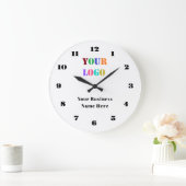 Branded Business Logo and Text Wall Clock Template ラージ壁時計 (ホーム)