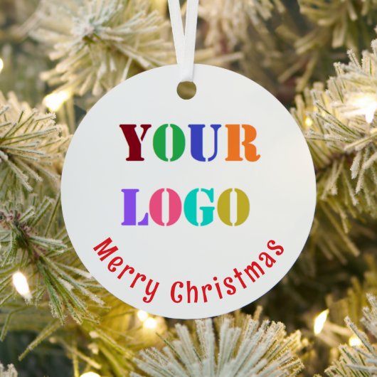 Branded Business Logo Christmas Ornaments Template メタルオーナメント (インサイチュ)