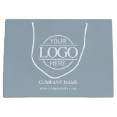Branded Dusty Blue Business Logo Promotional ラージペーパーバッグ (正面)