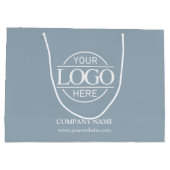 Branded Dusty Blue Business Logo Promotional ラージペーパーバッグ (裏面)