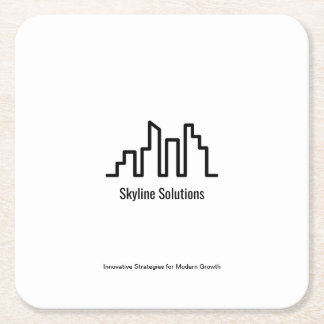 Branded Elegant Black and White Coasters Set of 6 スクエアペーパーコースター