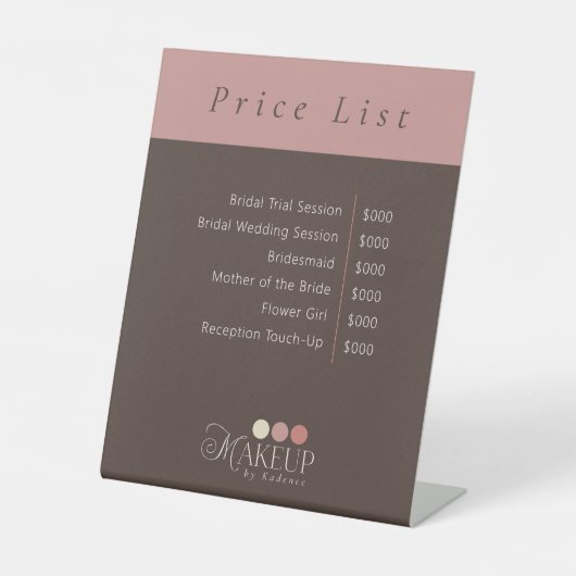 Branded Logo Makeup Artist Price List 台座サイン (正面)
