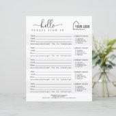 Branded Logo Real Estate Open House Sign-in Sheet (スタンド正面)