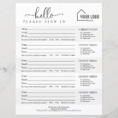 Branded Logo Real Estate Open House Sign-in Sheet (正面)