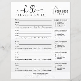 Branded Logo Real Estate Open House Sign-in Sheet