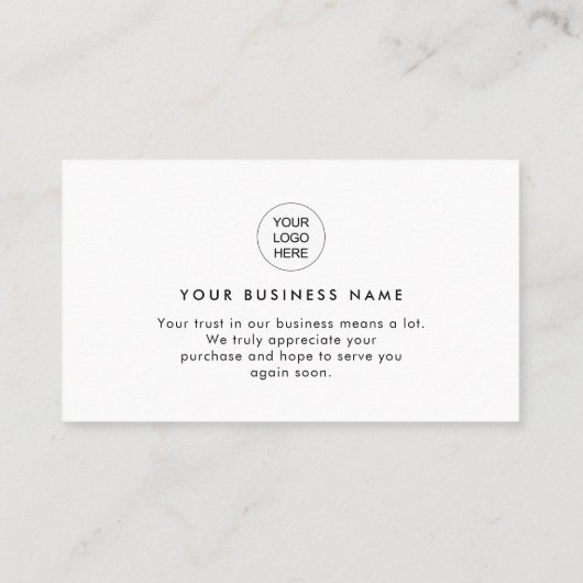 Branded Stylish Modern Thank You Business Inserts 名刺 (裏面)