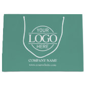 Branded Teal Green Business Logo Promotional ラージペーパーバッグ (正面)