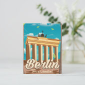 Brandenburgゲート，ベルリンの漫画の旅行ポスター ポストカード (スタンド正面)