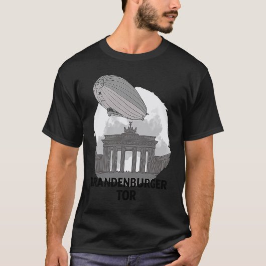 Brandenburger Tor Berlin Germany Silhouette Outlin Tシャツ (正面)
