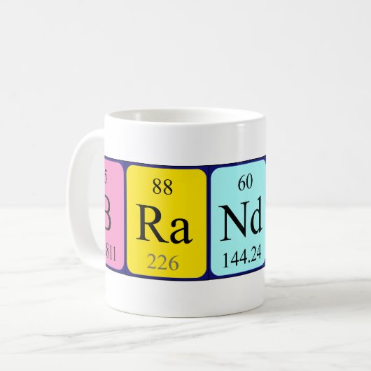 Brandonの周期表の名前のマグ コーヒーマグカップ (正面左)