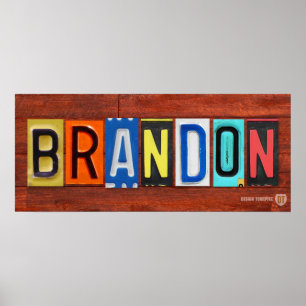 BRANDONライセンスプレートレター名記号ポスター ポスター