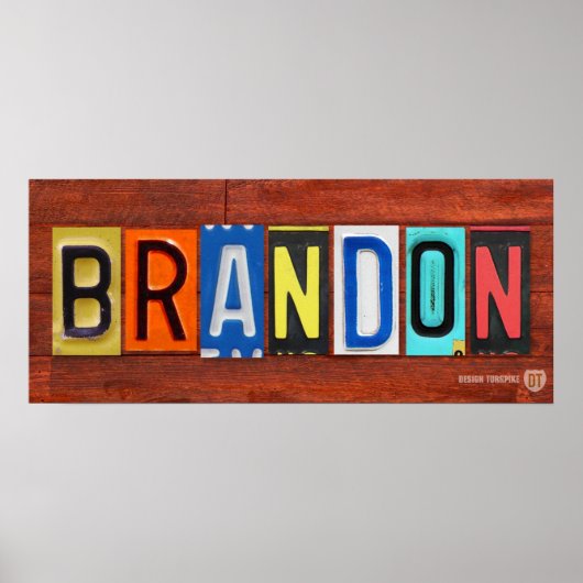 BRANDONライセンスプレートレター名記号ポスター ポスター (正面)