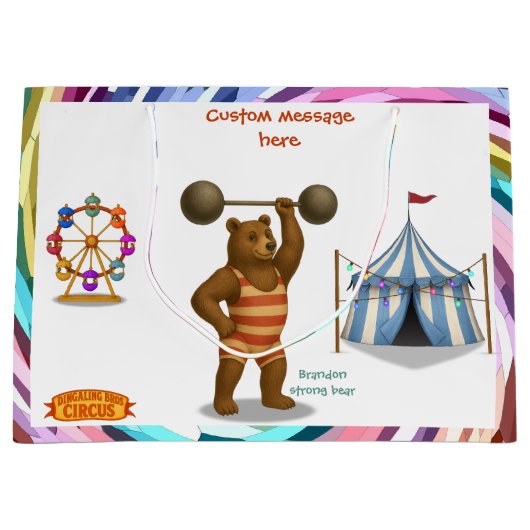 Brandon, circus strong bear ラージペーパーバッグ (正面)