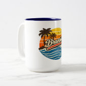 Brandon Retro Sunset Name Design ツートーンマグカップ (正面左)