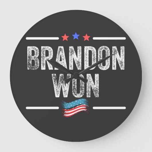 brandon won, brandon won funny, brandon won americ ラージ壁時計 (正面)
