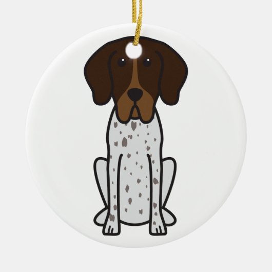 Braque Francais犬の漫画 セラミックオーナメント (正面)