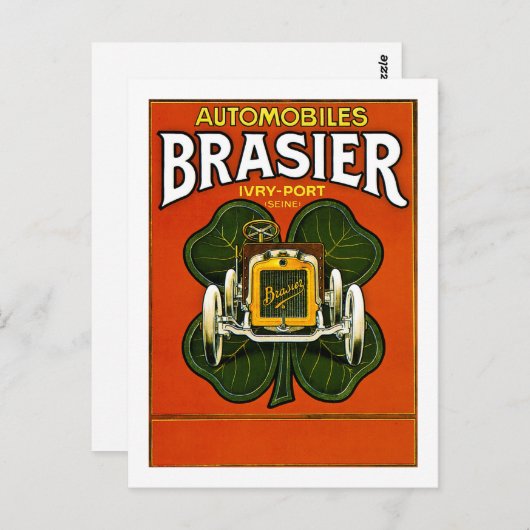 Brasierの自動車ヴィンテージのフランス広告 ポストカード (正面/裏面)