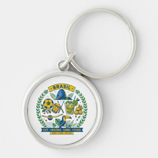 Brasil Culture Badge Cafe Samba Futebol Amazonia キーホルダー (正面)