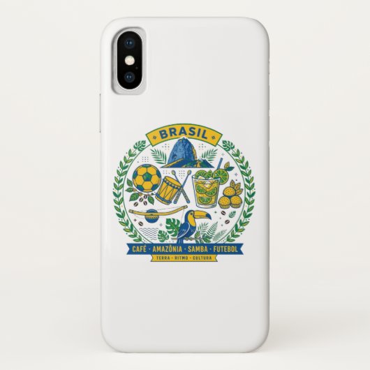 Brasil Culture Badge Cafe Samba Futebol Amazonia Case-Mate iPhoneケース (裏面)
