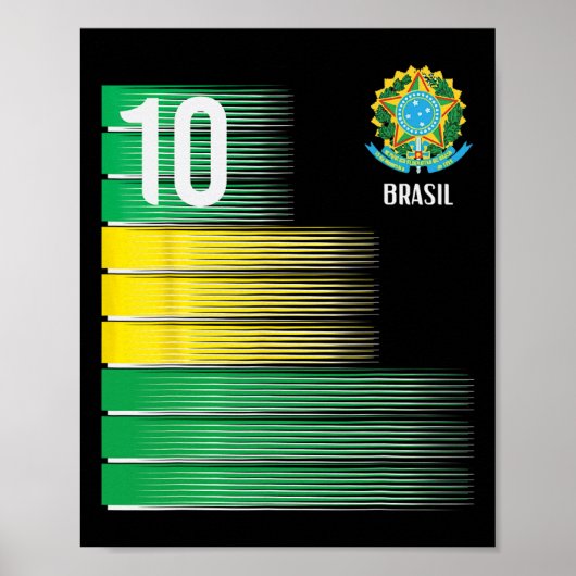 Brasil Flag Number 10 Brazil Soccer Men Women Boys ポスター (正面)