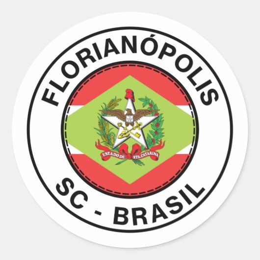 Brasil Florianopolis Santa Catarina SC Bandeira ラウンドシール (正面)