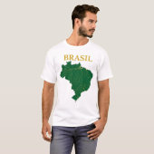 Brasil Map Rivers Gold Green Geography Tシャツ (正面フル)