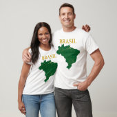 Brasil Map Rivers Gold Green Geography Tシャツ (ユニセックス)