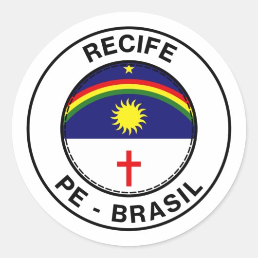 Brasil Recife Pernambuco PE Bandeira Stamp ラウンドシール (正面)