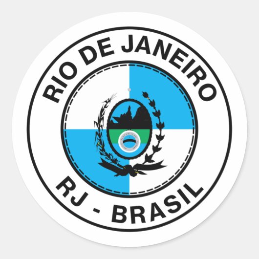 Brasil Rio de Janeiro RJ Bandeira Stamp ラウンドシール (正面)