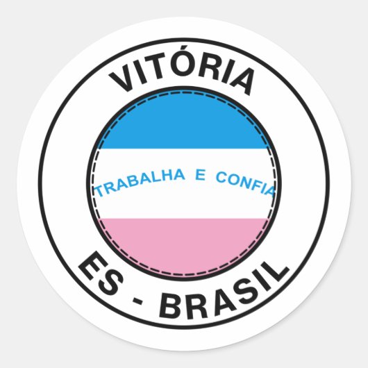 Brasil Vitoria Espirito Santo ES Bandeira Stamp ラウンドシール (正面)