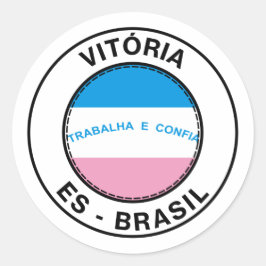 Brasil Vitoria Espirito Santo ES Bandeira Stamp ラウンドシール