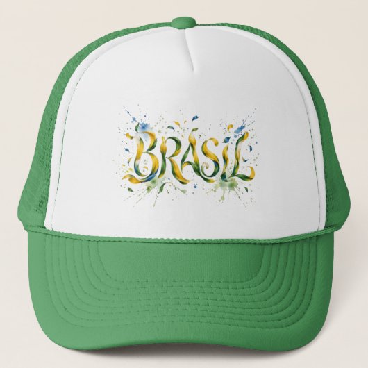 Brasil Watercolor Splatter Artistic キャップ (正面)