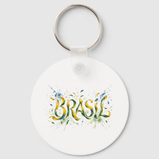 Brasil Watercolor Splatter Artistic キーホルダー