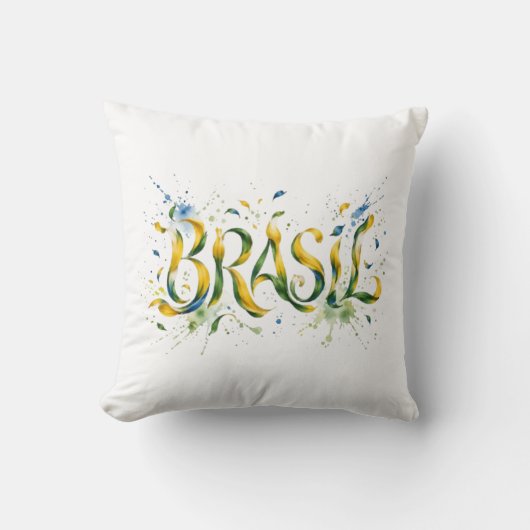 Brasil Watercolor Splatter Artistic クッション (正面)