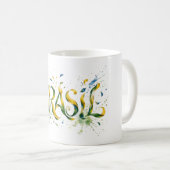 Brasil Watercolor Splatter Artistic コーヒーマグカップ (正面右)