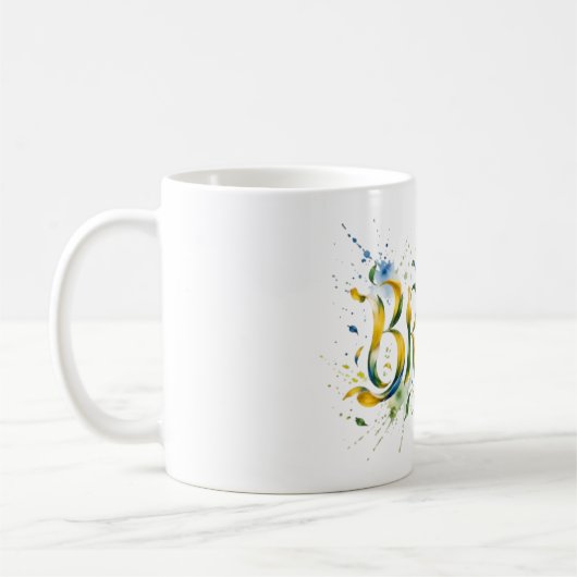 Brasil Watercolor Splatter Artistic コーヒーマグカップ (左)