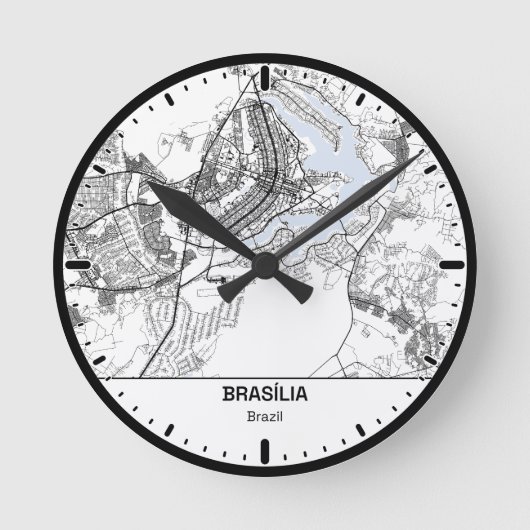 Brasilia Clock City Line Art ラウンド壁時計 (正面)