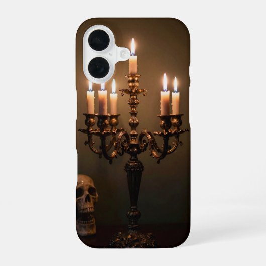 Brass Candelabra and Skull Gothic Case iPhone 16ケース (裏面)