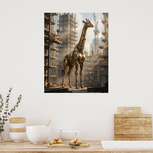 Brass Giraffe Rise ポスター (キッチン)