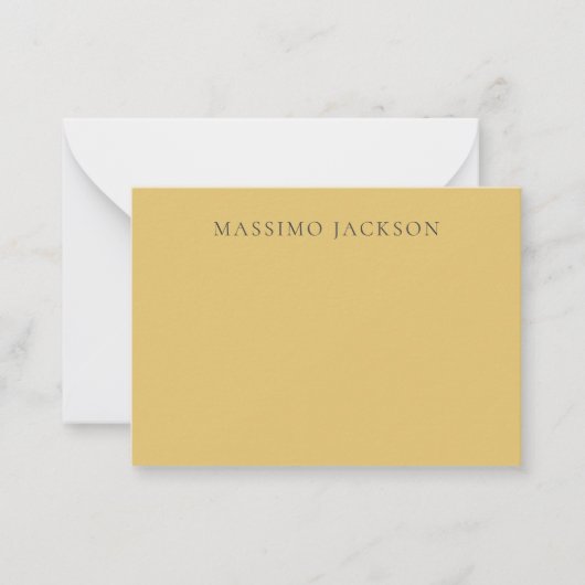 Brass Yellow Minimalist Plain Modern Aesthetic ノートカード (正面)