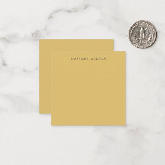 Brass Yellow Minimalist Plain Modern Aesthetic ノートカード (正面/裏面インサイチュ)