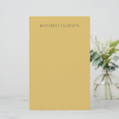 Brass Yellow Minimalist Plain Modern Aesthetic 便箋 (スタンド正面)