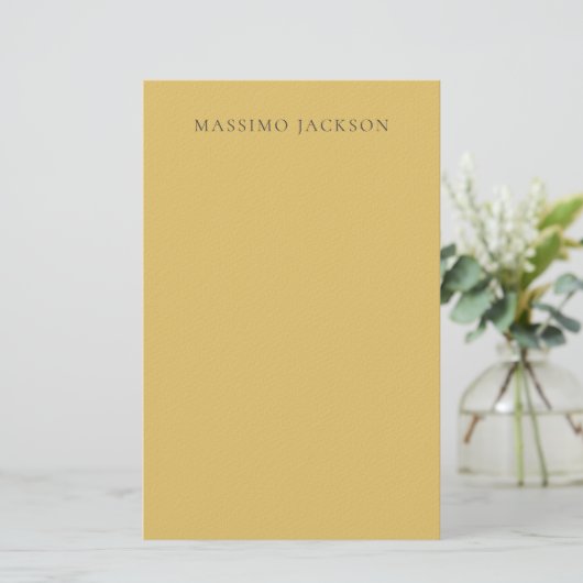 Brass Yellow Minimalist Plain Modern Aesthetic 便箋 (スタンド正面)