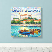 Bratislava Castle Waterfront Canvas Art キャンバスプリント (インサイチュ (ウッドフロア))