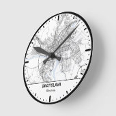 Bratislava Clock City Line Art ラウンド壁時計 (傾斜)