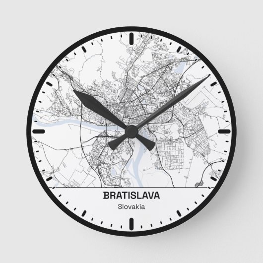 Bratislava Clock City Line Art ラウンド壁時計 (正面)